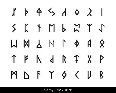 Celtic font. ancient alphabet. Set of letters and numbers. Old letter ...