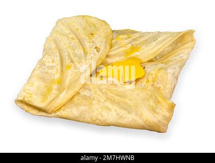 Die cut of fried roti on white isolated. Stock Photo