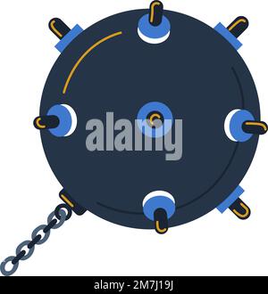 Bomb and explosive weapons types, grenade shell Stock Vector