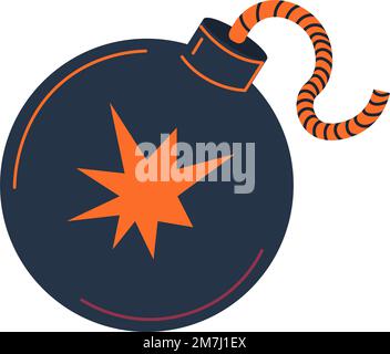 Bomb explosive weapons, grenade with fuse vector Stock Vector