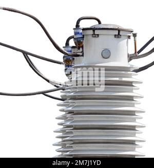 Power plant equipment - circuit breakers and high voltage switches, isolated on a white background Stock Photo