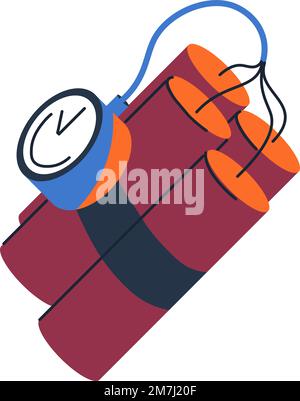 Explosive weapons, dynamite with detonation system Stock Vector