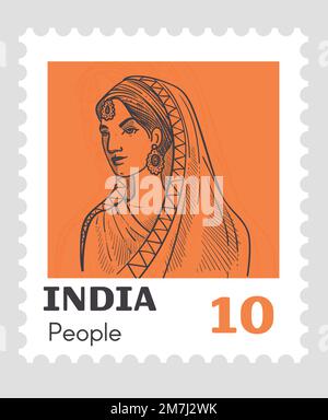 India famous people, postal mark for letter vector Stock Vector Image ...
