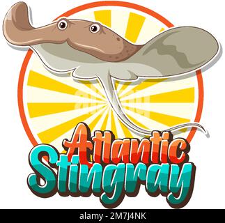 Atlantic stingray logo with carton character illustration Stock Vector