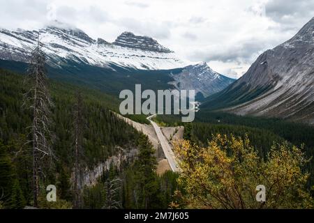 Beautiful view from the Big Bend on Icefields Parkway, Alberta, Canada. Stock Photo
