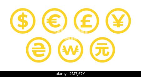 currency exchange dollar, euro, pound and yen Stock Vector