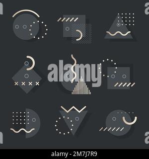 Dark tone Memphis design resource pack vector Stock Vector