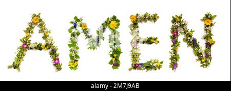 Blooming Flower Letters Building English Word Amen Stock Photo