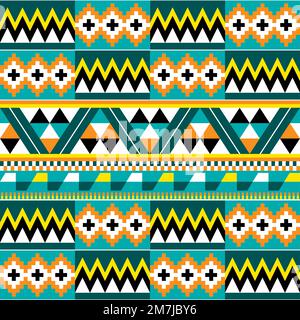 African Kente cloth style vector seamless textile pattern, tribal nwentoma  design with geometric motif Stock Vector Image & Art - Alamy