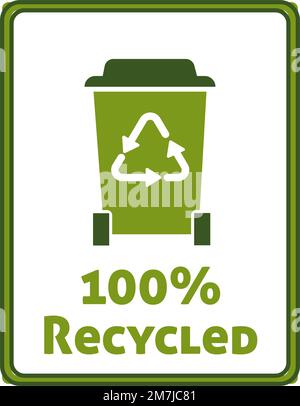 Recycled product pacakge, label with bin vector Stock Vector