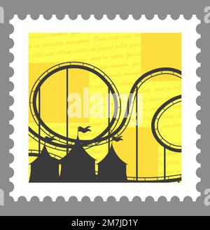 Amusement park postmark with carrousels vector Stock Vector