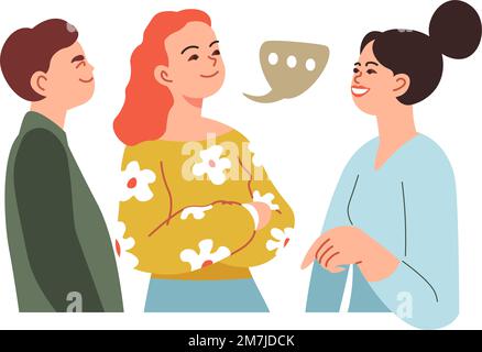 Woman talking to family or friends, communication Stock Vector