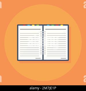 Notebook in a flat style icon isolated on background. Vector illustration. Eps 10. Stock Vector