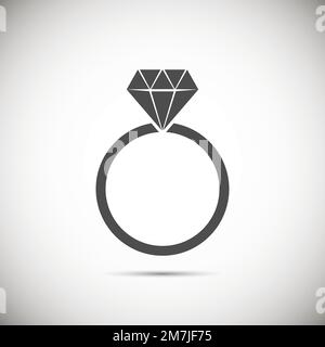 Gold ring with a diamond isolated on background. Vector illustration. Eps 10. Stock Vector