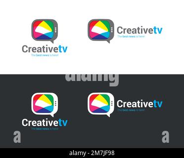 Logo for TV channel with a TV icon and RGB colors. Stock Vector