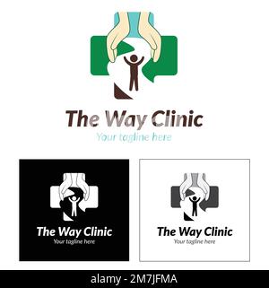Logo for Medical Clinic. Logo with drawing of a path, correct direction. Person walking on a path. Stock Vector