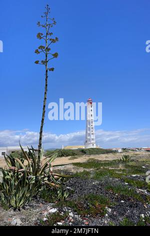 Cabo de Santa Maria Lighthouse, Culatra Island, Farol village, Olhao, Algarve, Portugal Stock Photo