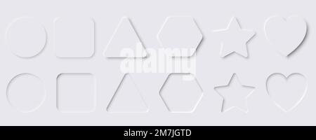 Set of Neumorphic UI Design Elements. Vector illustration. Eps 10. Stock Vector