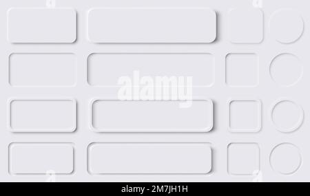 Neumorphism button design set. Neumorphic UI Design Elements. Vector illustration. Eps 10. Stock Vector