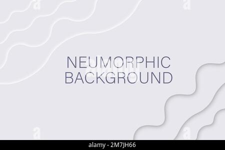 Neumorphic pattern with wavy layers. Abstract paper 3d design template.Vector illustration. Eps 10. Stock Vector