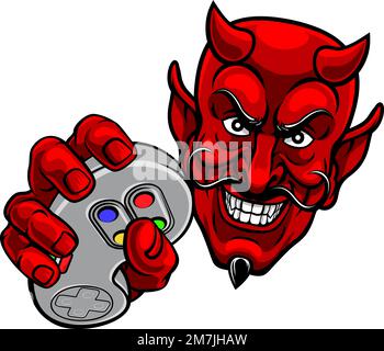 Devil Gamer Video Game Controller Mascot Cartoon Stock Vector
