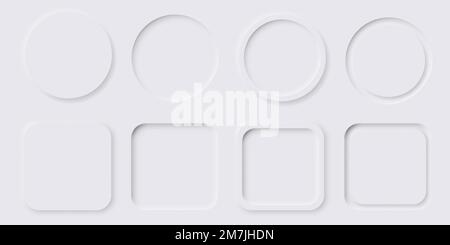 Neumorphism button design set. Neumorphic UI Design Elements. Vector illustration. Eps 10. Stock Vector