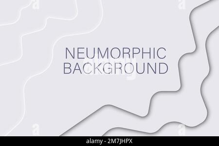 Neumorphic pattern with wavy layers. Abstract paper 3d design template.Vector illustration. Eps 10. Stock Vector