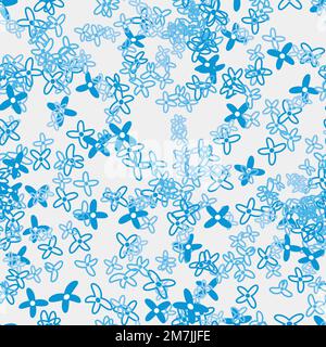 Seamless simple cute pattern on white background.Endless floral ornament with beautiful small blue blossoms.Colourful backdrop for fabric,textile,line Stock Vector