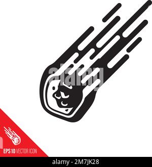 Asteroid vector glyph icon. Comet or meteor symbol. Stock Vector