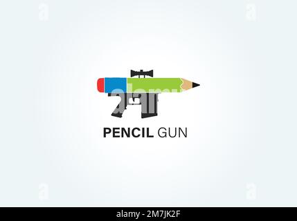 pencil gun logo design concept Symbol Illustration Stock Vector