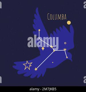 Constellation of columba, star formation of bird Stock Vector