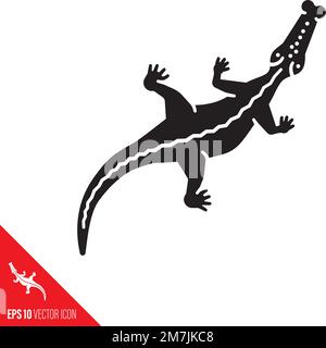 Crocodile high angle view vector icon, Reptile symbol. Stock Vector
