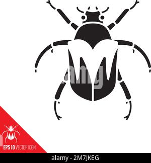 Junebug or June Beetle vector glyph icon. Cotinis nitida symbol. Stock Vector