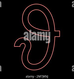 Neon theta greek symbol Teta Zeta red color vector illustration image flat style light Stock Vector
