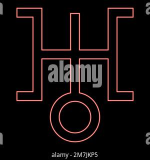 Neon symbol uranus red color vector illustration image flat style Stock ...