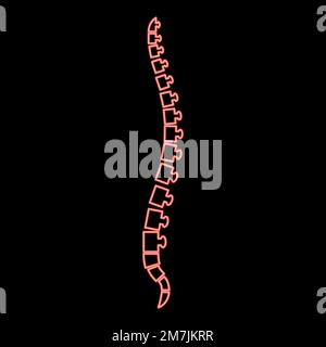Neon spine human Spinal Lateral view Vertebras Dorsal vertebrae red color vector illustration image flat style light Stock Vector