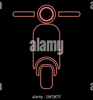 Neon scooter Motorcycle Motobike Delivery concept Moped Shipping red color vector illustration image flat style light Stock Vector