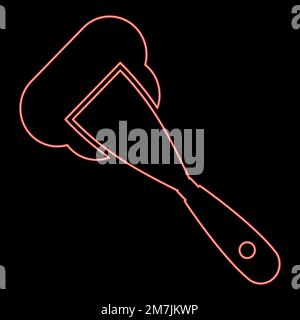 Neon construction spatula spreading mortar Working tools Manufacturing equipment Plasterer Stucco putty red color vector illustration image flat Stock Vector