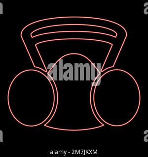 Neon respirator mask replaceable filter Personal protection safety dust absent equipment red color vector illustration image flat style light Stock Vector