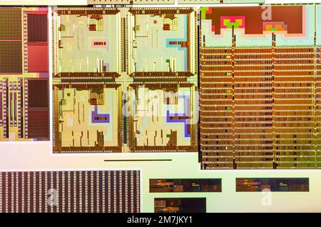 Close up of silicon wafer used to produce computer micro chips. Wafers ...