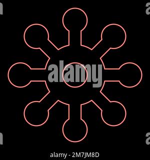 Neon virus Corona infaction Coronavirus COVID-19 Infection Virology red color vector illustration image flat style light Stock Vector