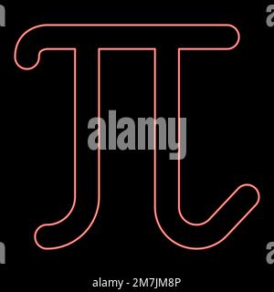 Neon pi greek symbol small letter lowercase font red color vector illustration image flat style light Stock Vector