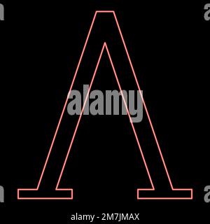 Neon lambda greek symbol capital letter uppercase font red color vector illustration image flat style light Stock Vector