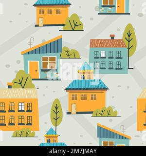 Houses of wood, simple rustic buildings apartment Stock Vector