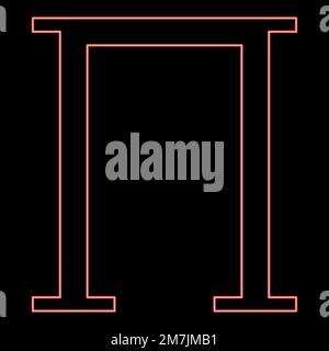 Neon pi greek symbol capital letter uppercase font red color vector illustration image flat style light Stock Vector
