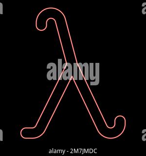 Neon lambda greek symbol small letter lowercase font red color vector illustration image flat style light Stock Vector