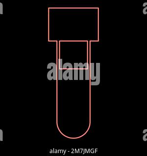 Neon test tube with blood Medical vial red color vector illustration image flat style light Stock Vector