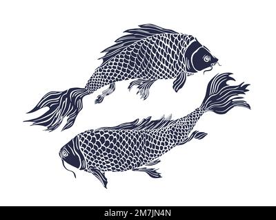 Astrological Pisces zodiac . Elegant astrology emblem, symbol outline, contour for mystic logo, calendar print. Horoscope vector abstract art. Stock Vector