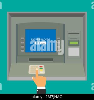 ATM payment isolated on background. Vector illustration. Eps 10 Stock Vector