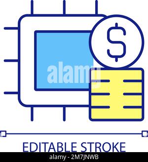 Computing technologies price RGB color icon Stock Vector